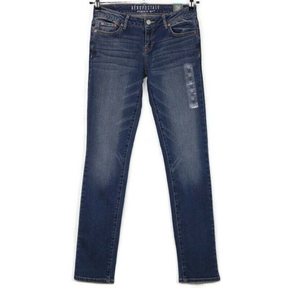 Aeropostale Skinny Jeans Low Rise Stretch Distressed 2 Regular‎ - Picture 1 of 11